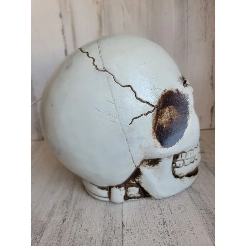 Blow‎ mold skull head Halloween prop decor light up unique skeleton